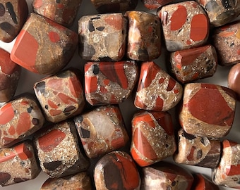 ASTRAL TRAVEL Red Jasper Conglomerate Tumbled Stone | Pudding Stone | Meditation Palm Stone | Activates Spiritual Awakening