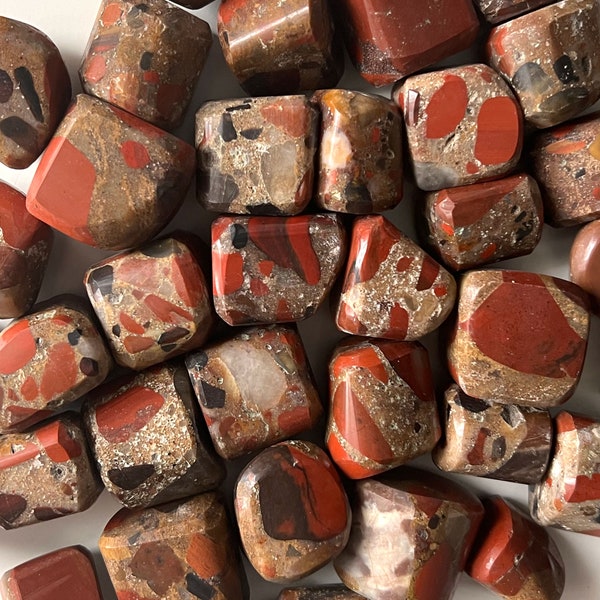 ASTRAL TRAVEL Red Jasper Conglomerate Tumbled Stone | Pudding Stone | Meditation Palm Stone | Activates Spiritual Awakening