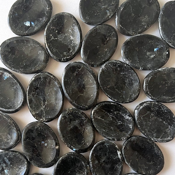 Dark Larvikite Worry Stone | Negativity Blocker | Astral Travel | Psychic Stone | Black Labradorite