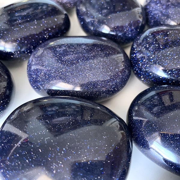 Blue Goldstone Palm Stone | Protection Crystal |  | Uplifting | Money | Power