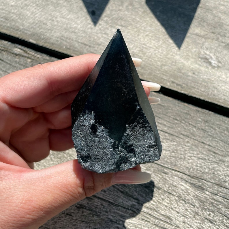 Black Tourmaline Top Polished Point Psychic Protection Negativity Blocker Grounding image 1