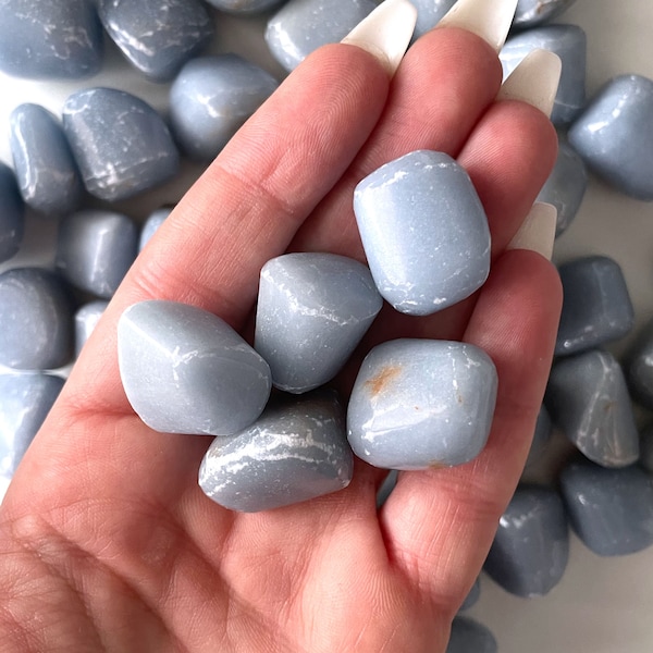 SPIRIT CONNECTION Angelite Tumbled Stone | Angelite Crystal | Spirit Guides | Guardian Angels | Spirit Connection