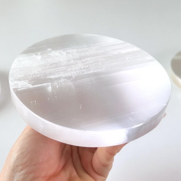 Large 1lb. Selenite Charging Plate | Cleansing Crystal | Purification | Meditation Palm Stone | Crown Chakra