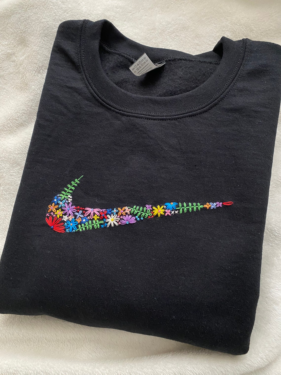 embroidered nike sweatshirt flowers