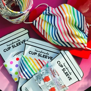 Face Mask, Rainbow Stripes Face Mask, Super Cute Face Mask, Snoopy Coffee Sleeves, Cup Cozy, Coffee Cozy Reversible, Coffee Cozy, Breathable