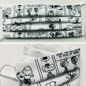 Comic Peanuts, Snoopy Face Mask, Comic Peanuts Face Mask, Super Cute Adult/ Kid Face Mask, Double Layer Face Mask, Cotton, Lightweight