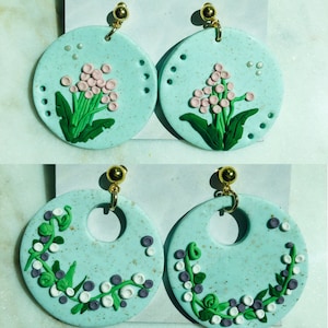 Clay Earrings Handmade, Floral Earrings, Polymer Clay Earrings, Summer Floral Earrings, Flowers Earrings, Lightweight, Handmade