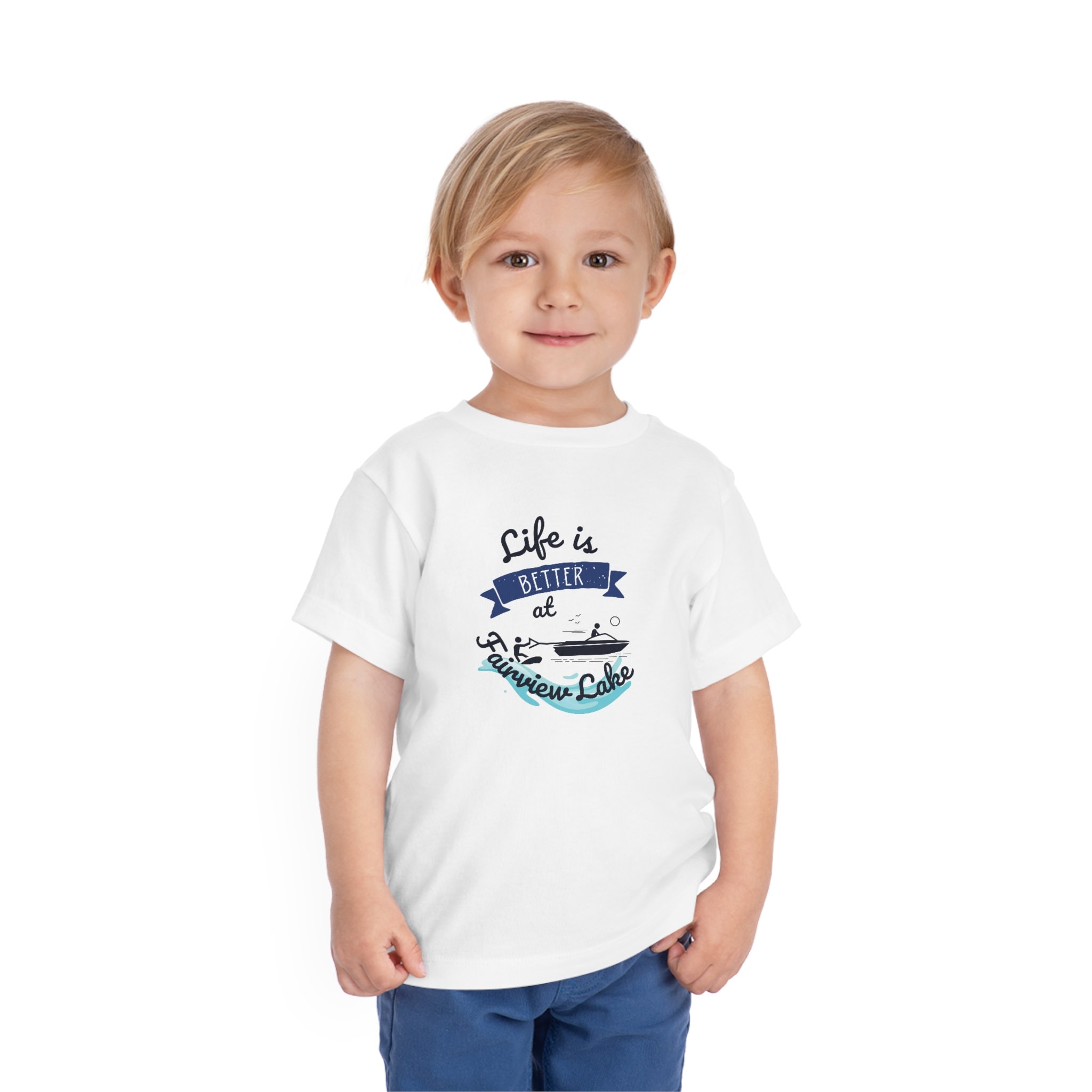 Watercolor Children Playing in the Lake Kids T-Shirt for Sale by