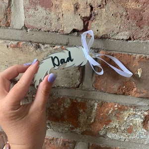 Personalised memorial ornament, feather decoration, Christmas tree bauble, in memory of, bereavement gift, Christmas 2023