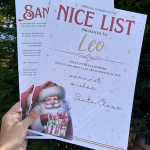 Personalised Santa’s nice list, nice list certificate, letter from Santa, Christmas Eve filler, Christmas Eve box filler, gift for children,