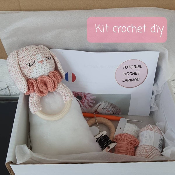 Kit crochet lapin, kit diy crochet, tutoriel lapin crochet