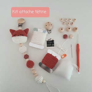 Fox crochet pacifier clip kit, fox crochet diy kit, fox crochet pacifier clip