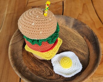 Dînette hamburger crochet, jeu de la marchande, jeu montessori imitation