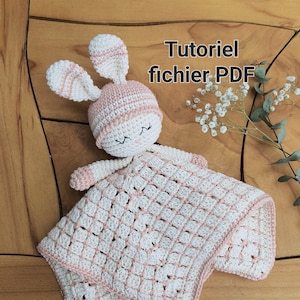 Rabbit animal crochet pattern, rabbit comforter tutorial in French