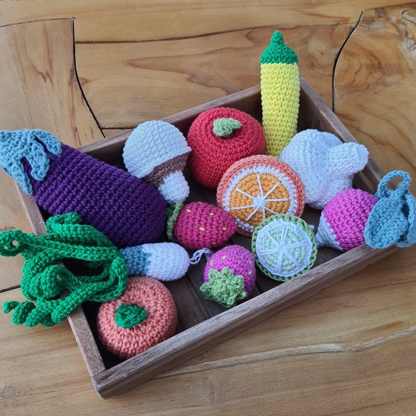 Dinette fruits et légumes crochet, fruits et légumes au crochet