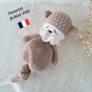 Crochet flat otter comforter tutorial, crochet flat comforter pattern in French