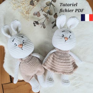 Crochet rabbit comforter tutorial, French crochet rabbit comforter pattern