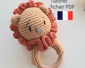 Tutoriel hochet lion, tuto crochet diy, patron crochet doudou lion