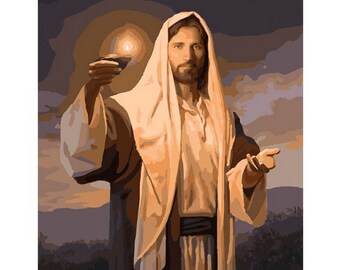 Amazon Com Diy Oil Painting Adult S Paint By Number Kits Acrylic Painting Religious Jesus 16x20 Inch Everything Else
