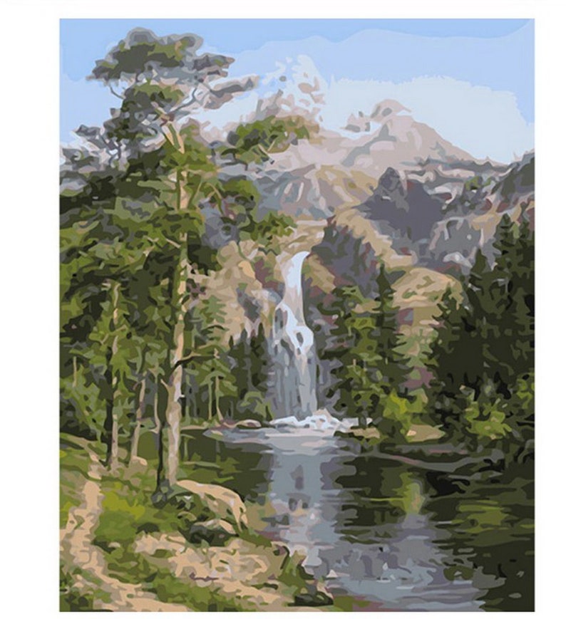 Waterfall Paint by Number kit Home Decoration Color by Etsy