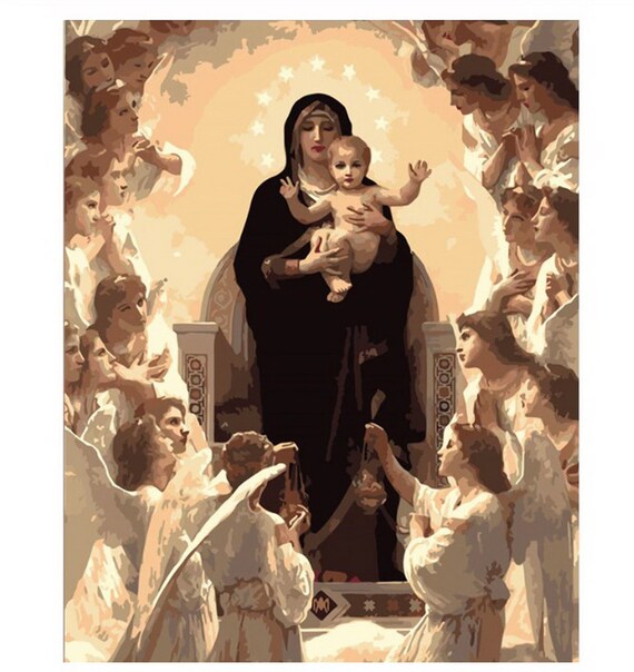 Virgin Mary Jesus Paint by Number kit Home Decoration Color Etsy