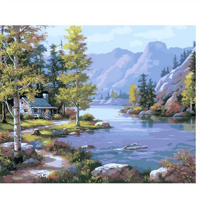 Forest Lake Paint by Number kit Home Decoration Color by | Etsy