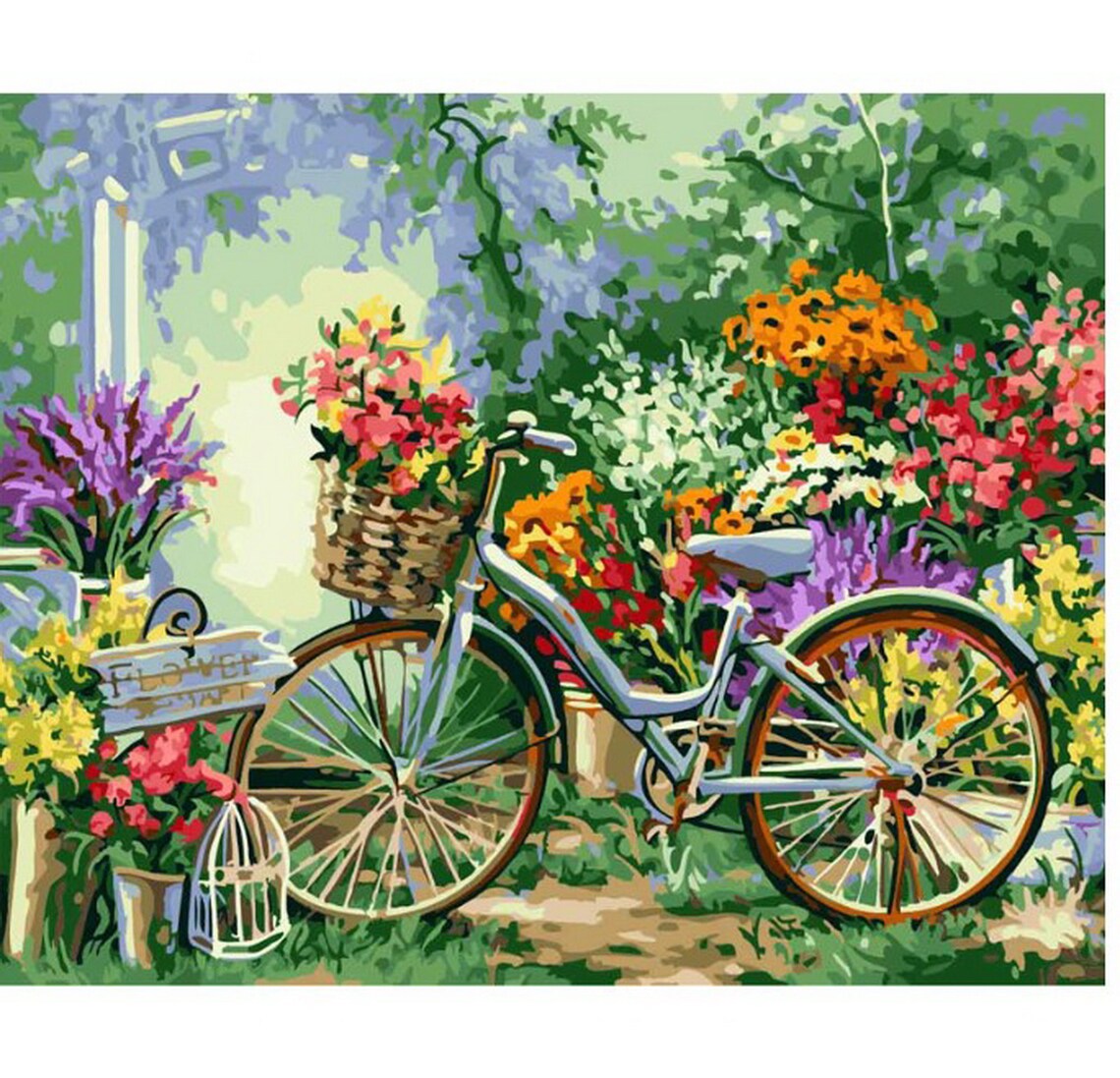 Romantic Bicycle Paint by Number Kit Home Decoration Color Etsy
