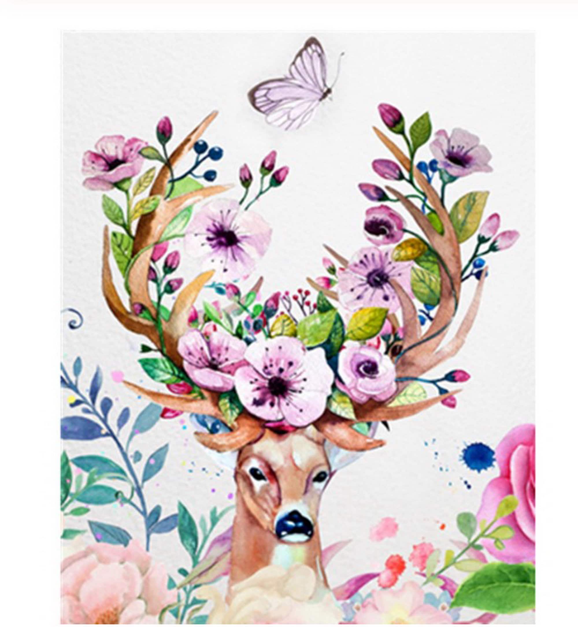 Multicolored Deer Paint by Number kit Home Decoration Color | Etsy