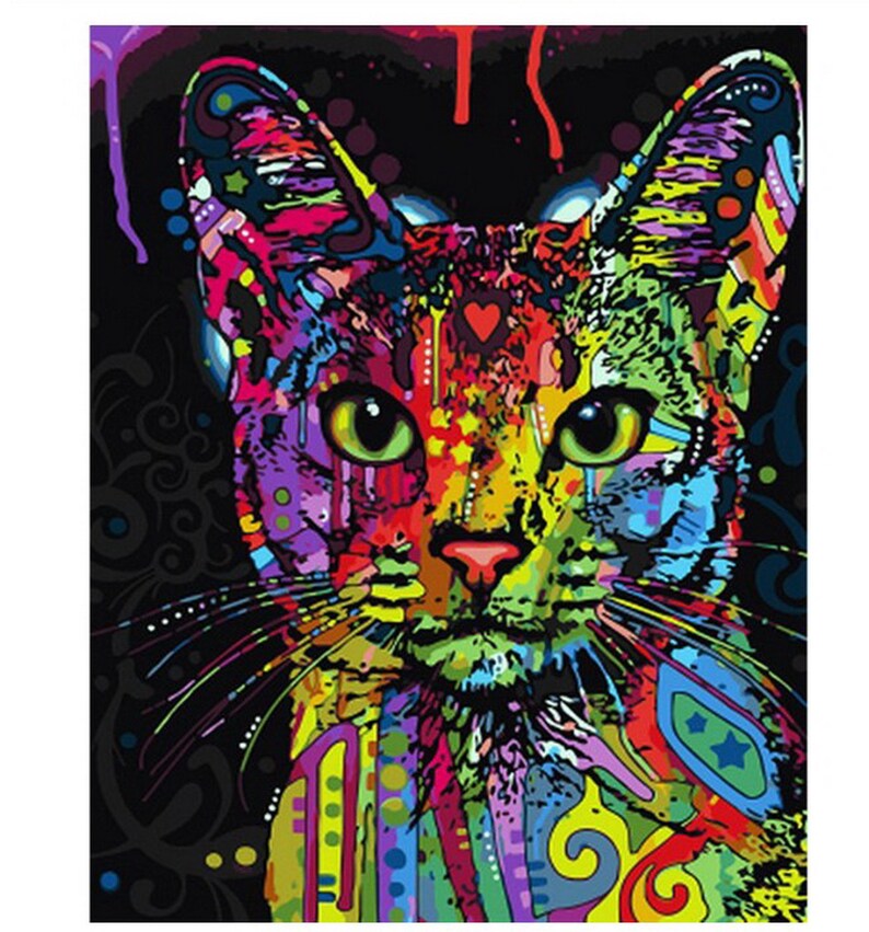 Multicolored Cat Paint by Number Kit Home Decorationcolor by Etsy