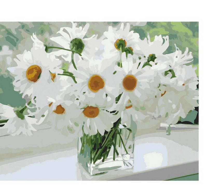 Daisies Flowers Paint by Number kit Home Decoration Color by Etsy