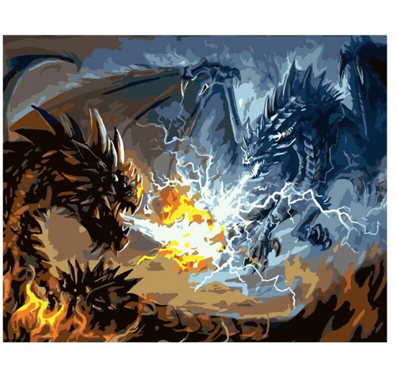 Two Dragon Paint by Number kit Home Decoration Color by Etsy