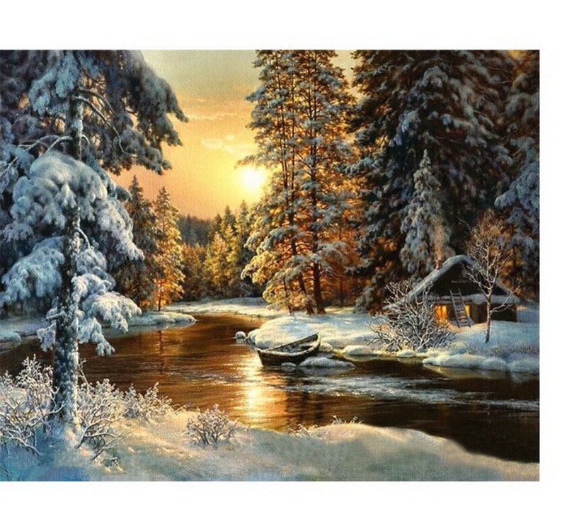 Snow Forest Paint by Number kit Home Decoration Color by Etsy