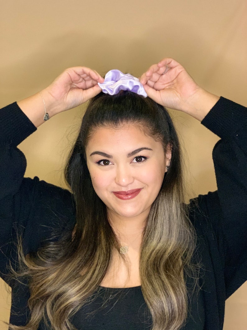 Brown Satin Silk With Scrunchie Etsy UK