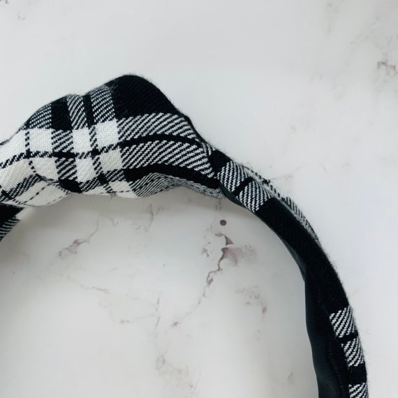 B&W Tartan Knot Headband