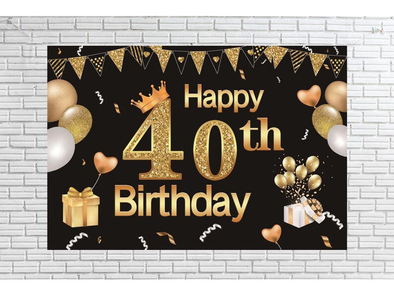 Happy 40th Birthday Backdrop Background Banner for 40th Etsy