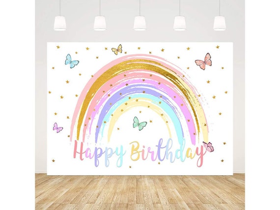 Joyeux Anniversaire Toile De Fond Pour Les Filles Colore Etsy France