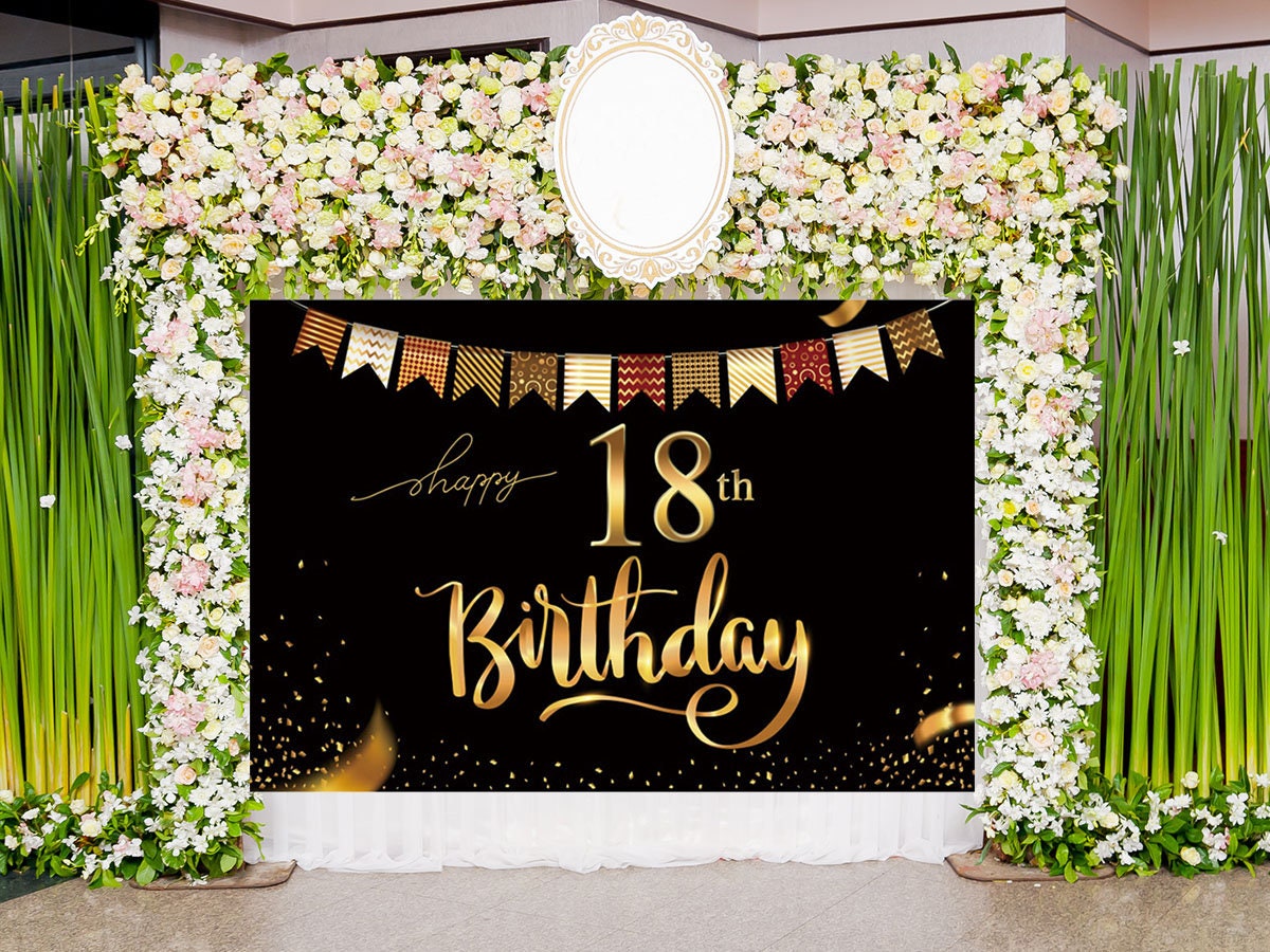 Intacto Componer playa Costura y manualidades HOWAF 18th Birthday Party Decorations Banner,Black  Gold Party Accessory for 18th Birthday Anniversary Party Decoration Supplies  vemax.es