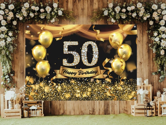Một phông nền sinh nhật lần thứ 50 với bóng bay vàng chói lóa sẽ tạo ra không gian đầy sống động và đáng nhớ cho bữa tiệc. Hãy xem hình ảnh này để tìm nguồn cảm hứng cho bữa tiệc tuyệt vời của bạn!