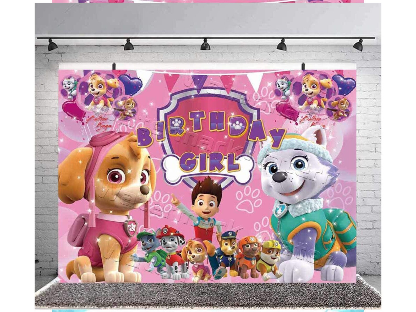 Paw Patrol Birthday Banner Party Supplies for Girl Backdrop Etsy