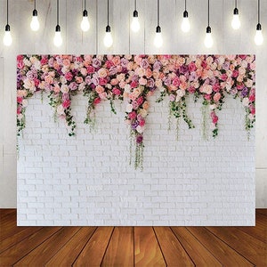 LTLYH 7x5ft White Brick Wall Flowers Background Wedding Bridal - Etsy