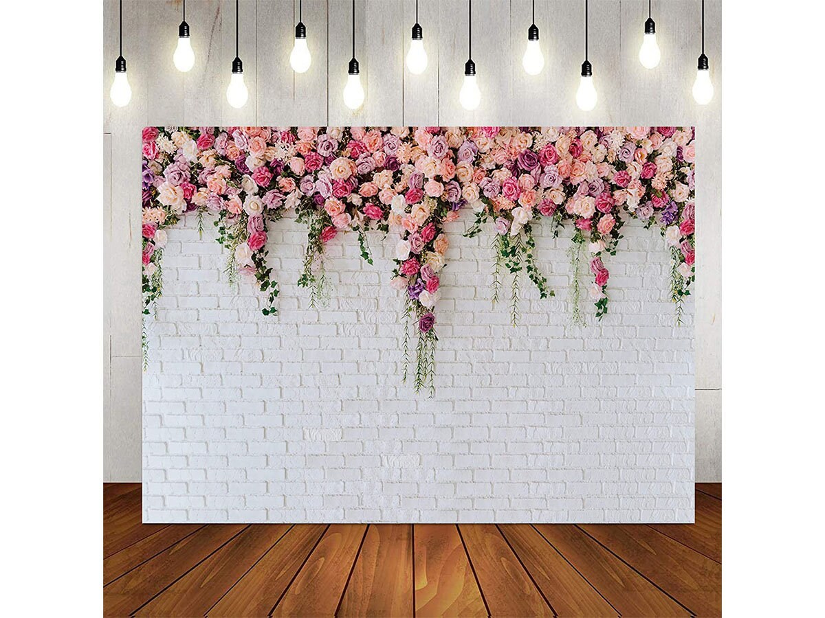 LTLYH 7x5ft White Brick Wall Flowers Background Wedding Bridal | Etsy