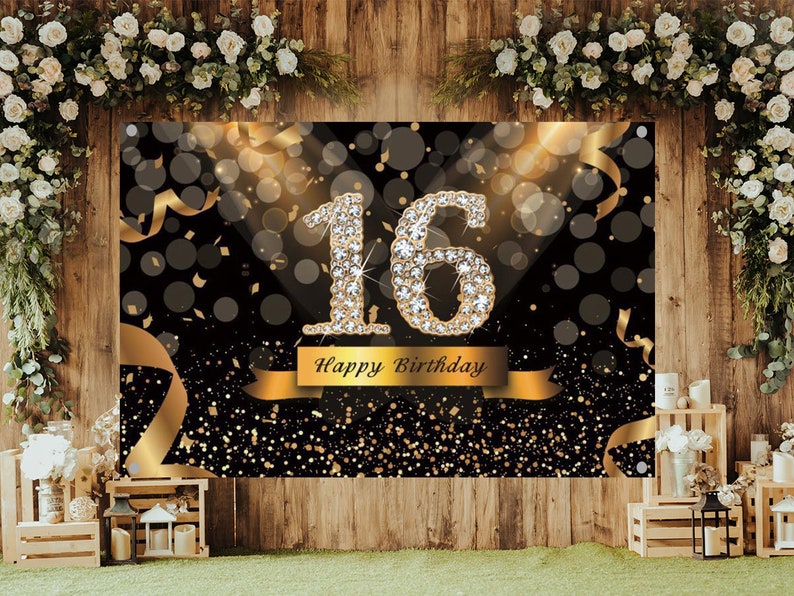 Happy 16th Birthday Backdrop Background Banners 7x5ft | Etsy