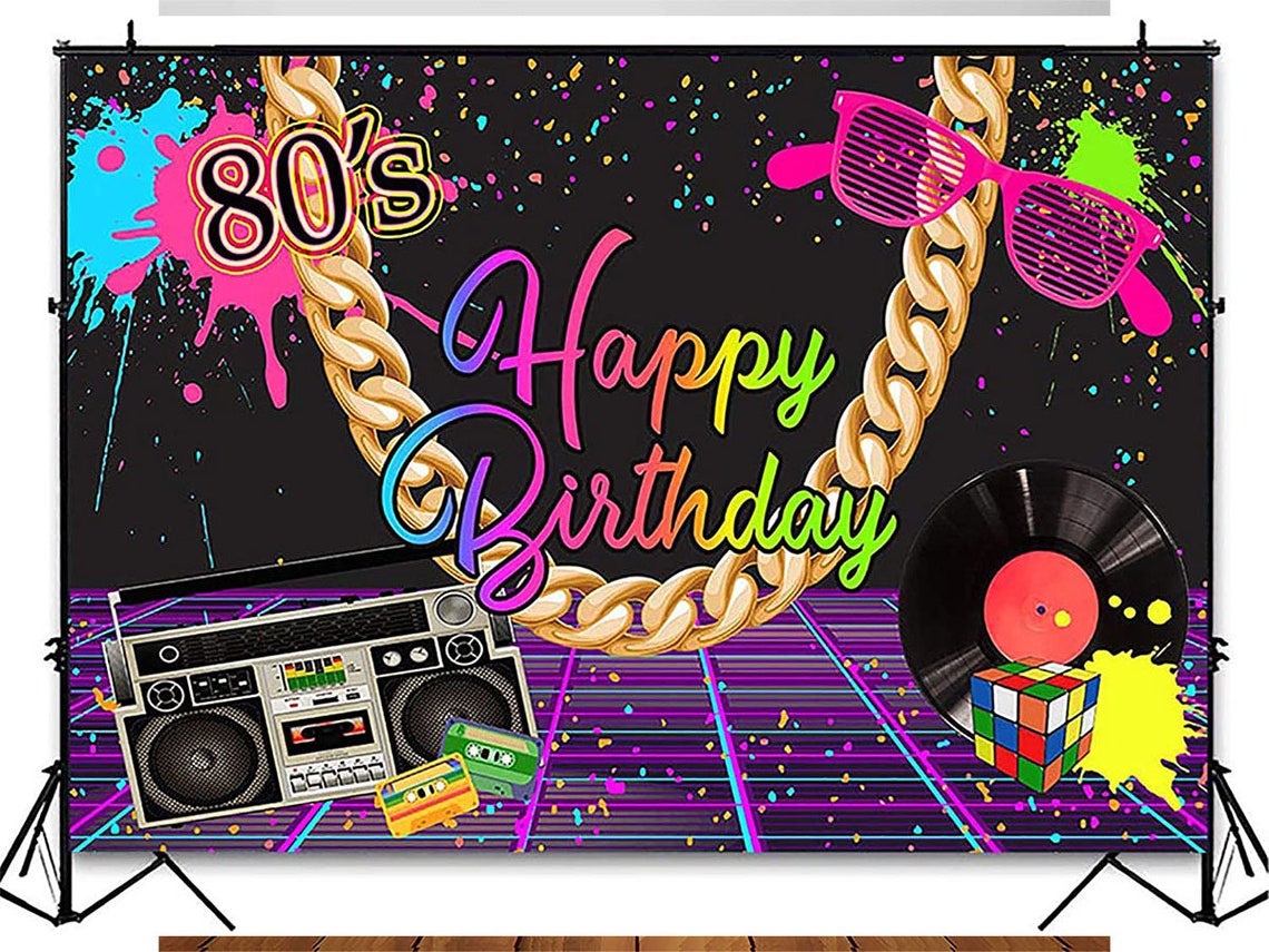 COMOPHOTO 80s Theme Birthday Party Backdrop 7x5ft Neon - Etsy