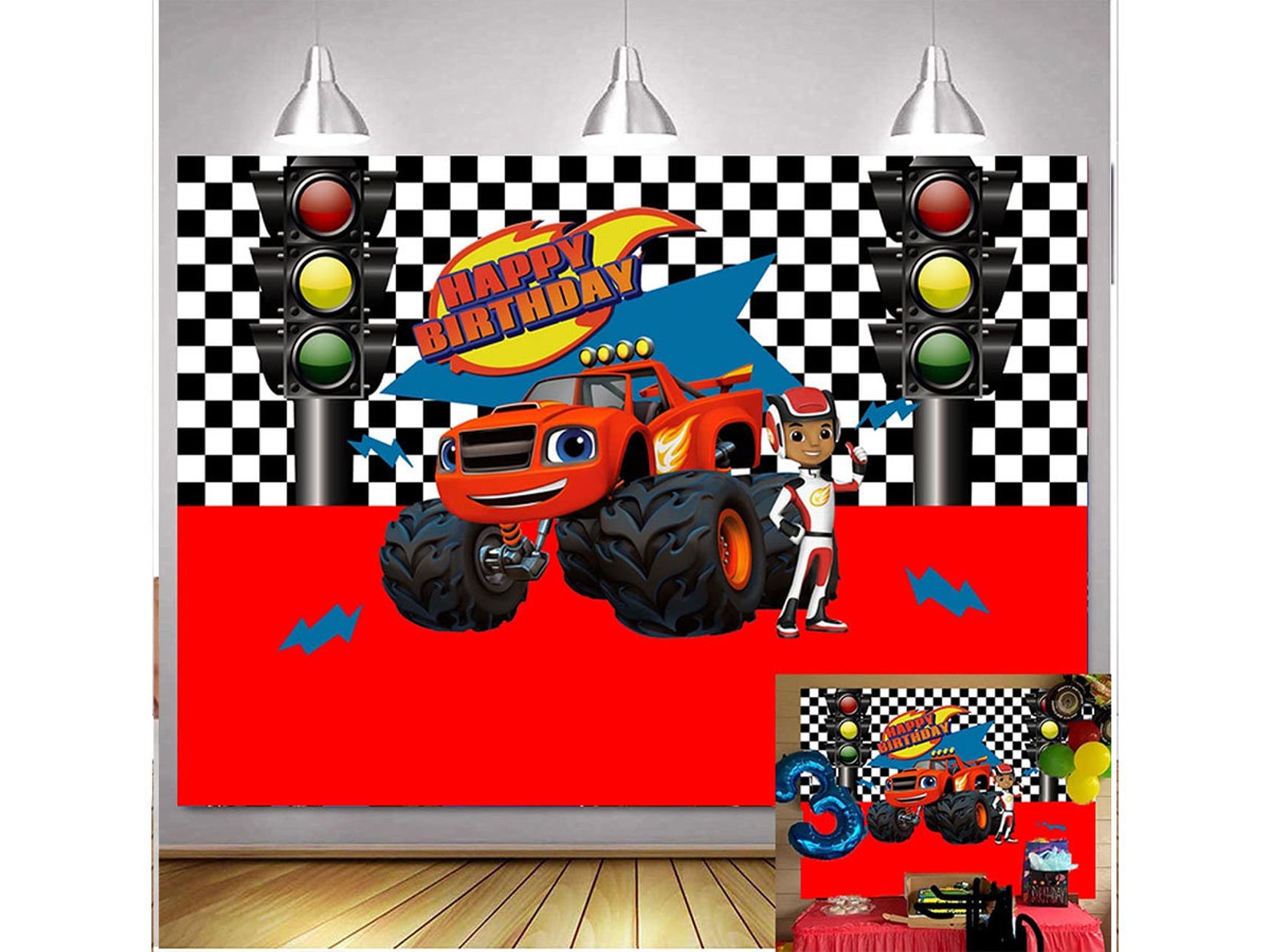 Monster Truck Backdrop 7x5ft Monster Machines Theme | Etsy