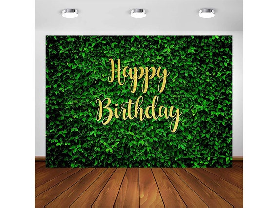 Feuilles Vertes Joyeux Anniversaire Toile De Fond Pour Jungle Etsy France