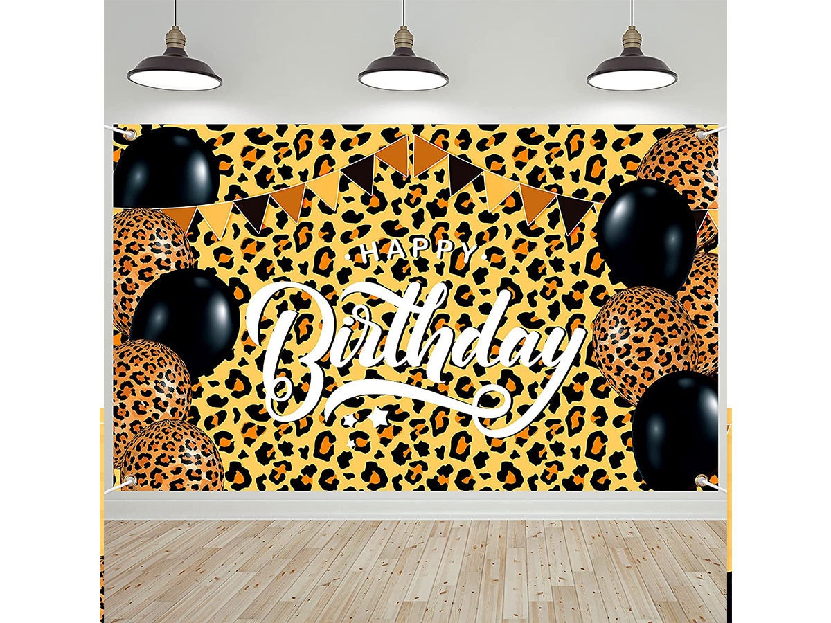 Leopard Print Theme Happy Birthday Backdrop Cheetah Print | Etsy