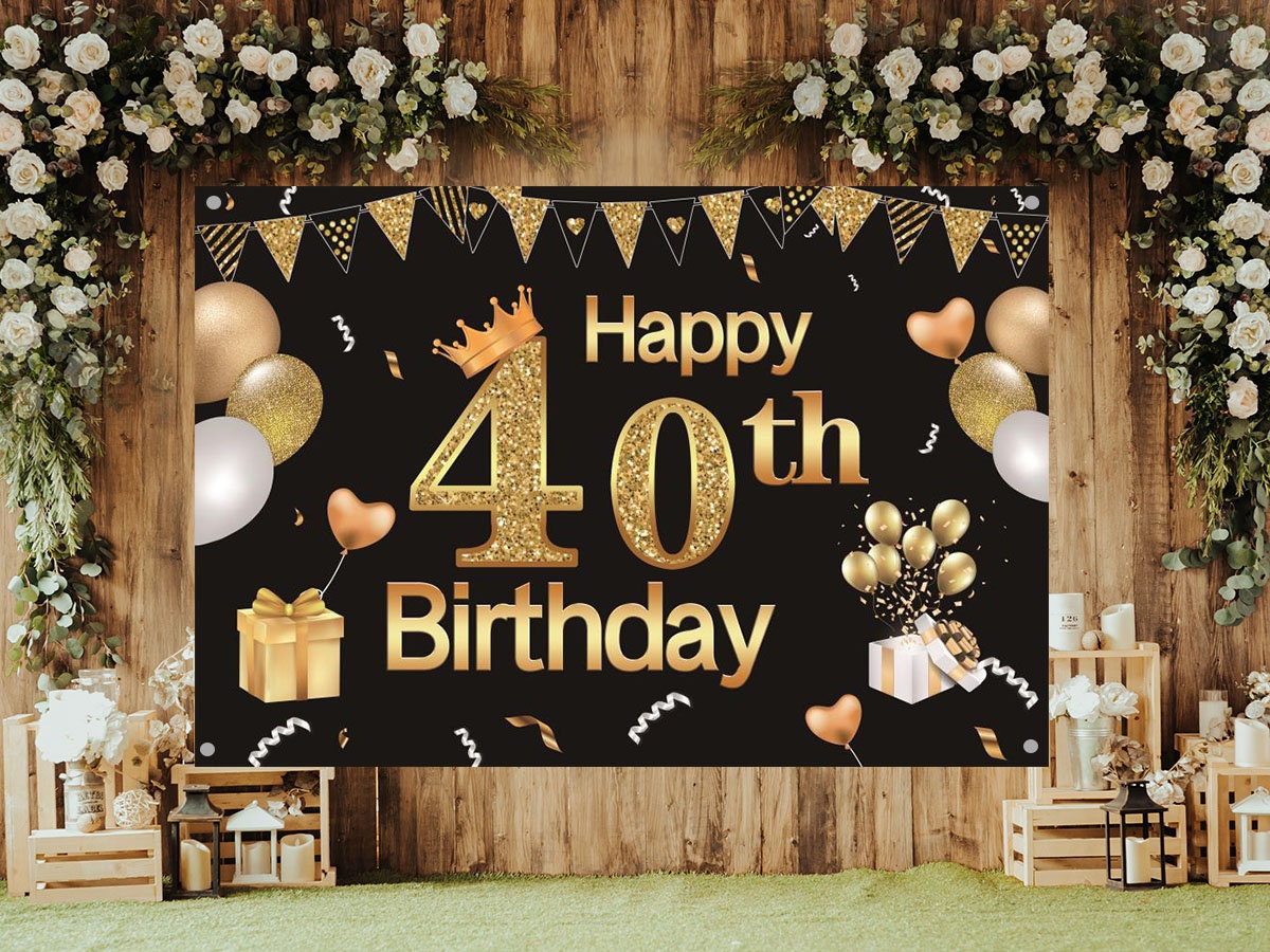 Happy 40th Birthday Backdrop Background Banner for 40th Etsy Ireland