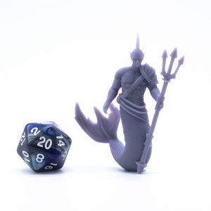 Male Merfolk - Miniature - Tabletop - Collectable - Figure - RPG
