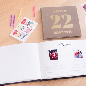 Custom Birthday Guest Book Sign Polaroid Photo Album Anniversary Keepsake Journal Photo Gift Linen Guestbook image 2