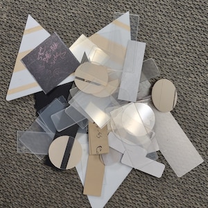 Craft Scrap Plastic Grab Box Mixed Acrylic Plastic PVC Polycarbonate Craft Pieces Most still have Protective Film On Them